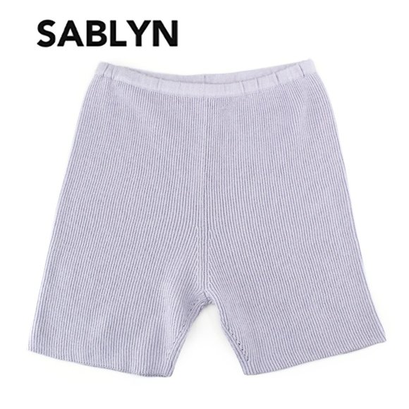 SABLYN Dawn Rib Knit Bike Shorts SZ M 6/8 Lavender Cotton Silk Cashmere Designer - Picture 1 of 11